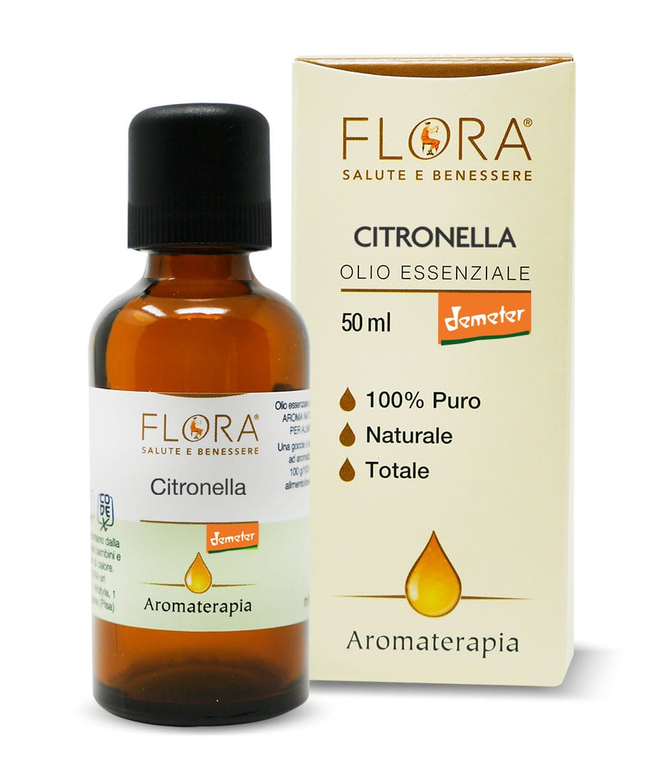 Flora Olio Essenziale Di Citronella Bio 10 Ml – Puro E Naturale, Cymbopogon Nardus, Per Diffusori E Aromaterapia